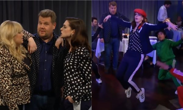Anne Hathaway briga com Rebel Wilson para ser “BFF” de James Corden, e arrasa com rap em cena hilária; assista