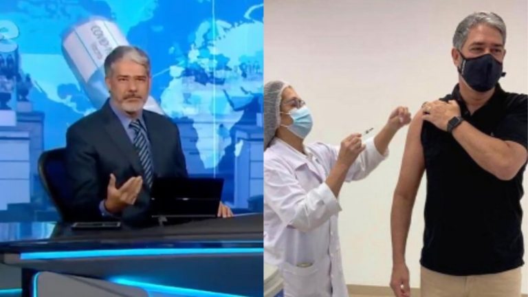 William Bonner faz discurso certeiro no Jornal Nacional após tomar a vacina contra a Covid-19 e chama o SUS de "gigante"; assista! (Reprodução Twitter/Instagram)