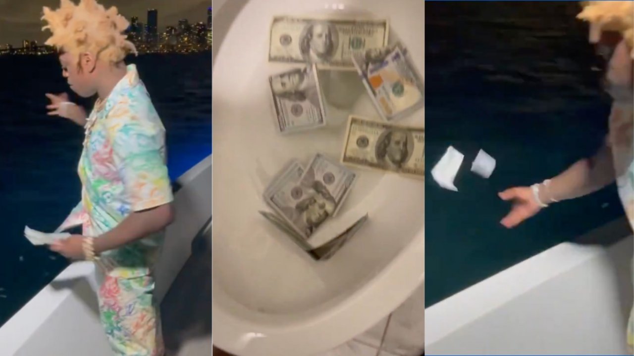 Rapper Kodak Black enfurece internautas após jogar dinheiro no oceano e na privada. (Reprodução/Redes Sociais)