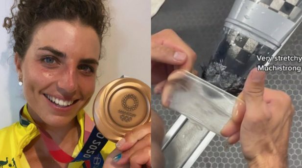 Medalhista australiana revela que improvisou camisinha para consertar caiaque. (Reprodução/Instagram)