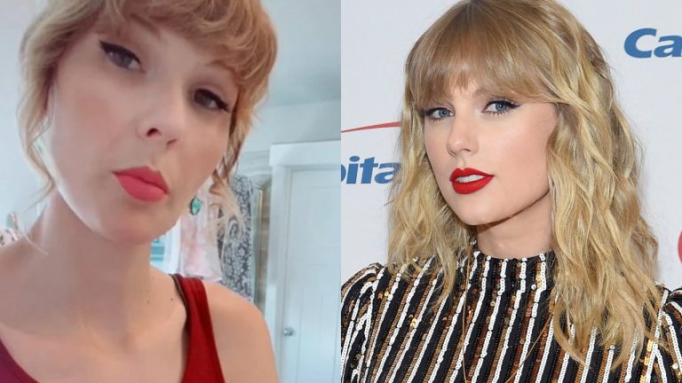 TikToker viraliza por semelhança assustadora com Taylor Swift. (Reprodução TikTok/Getty)