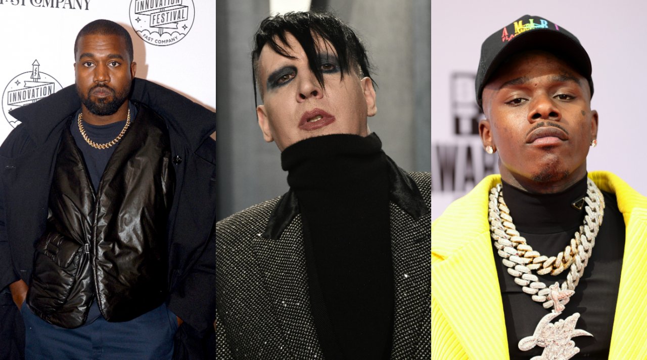 Porta-voz confirma participação de Marilyn Manson no novo álbum de Kanye West e rapper sofre críticas. (Getty)