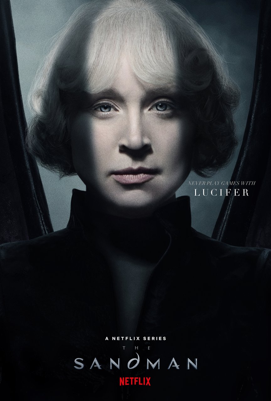 Gwendoline Christie como Lucifer, na série da Netflix, “The Sandman”.