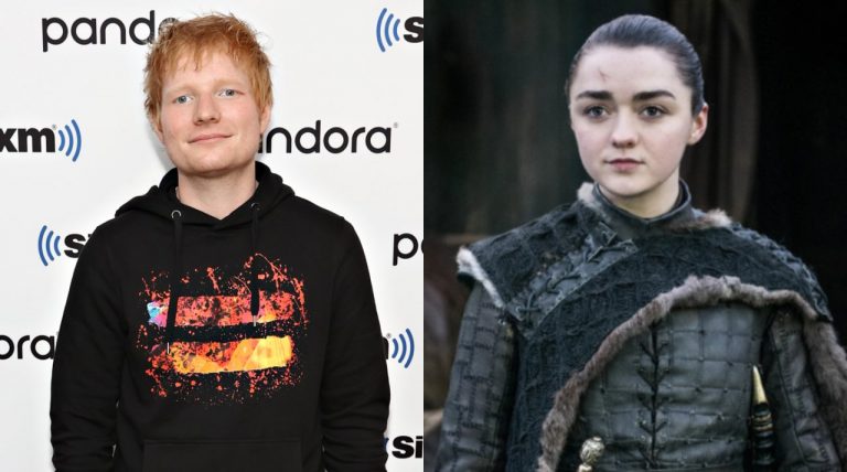 Ed Sheeran x Arya (Getty/ Reprodução; HBO)