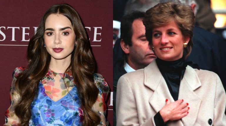 FotojetLily Collins e Lady Di (Getty)