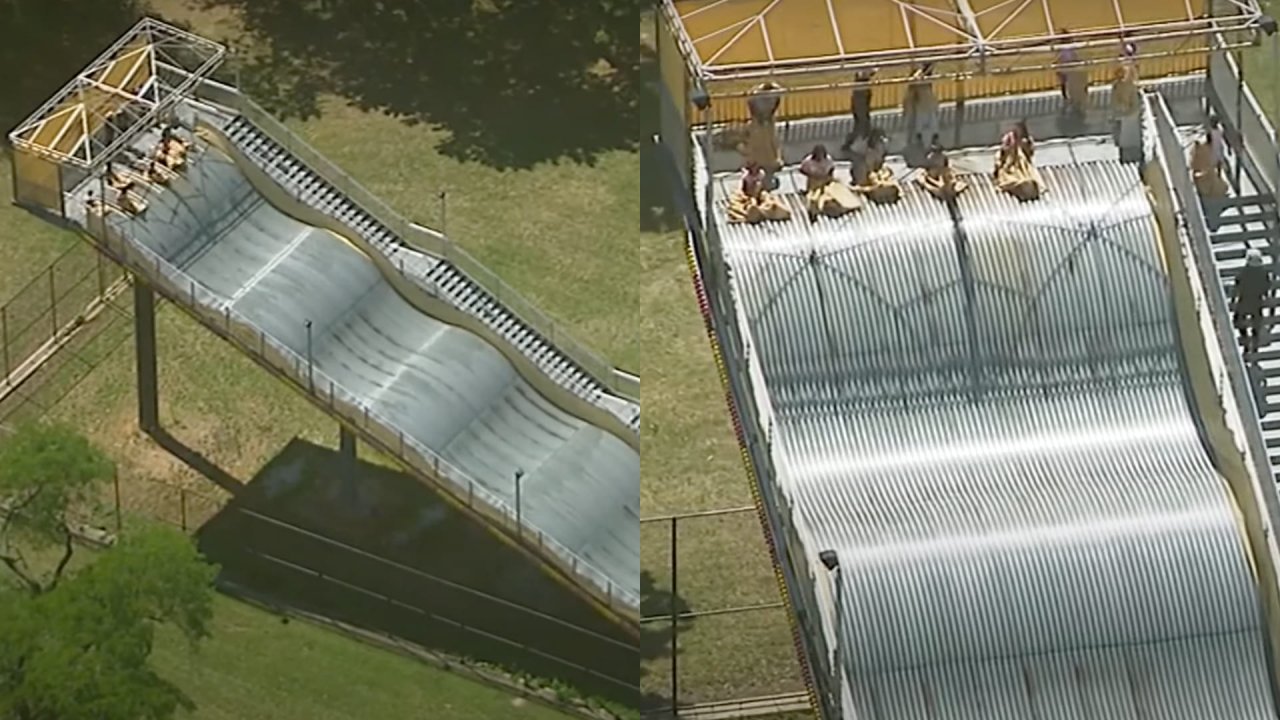 Park closes the giant slide after the kids “fly” off the ride;  Video has gone viral on the web