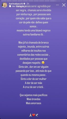 Karina Bacchi pede desculpas