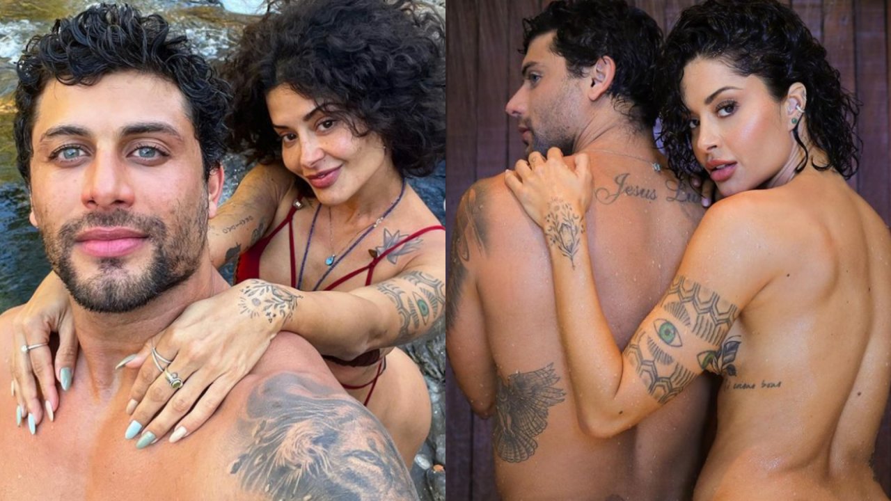 Jesus Luz e Aline Campos posam nus, e surpreendem ao revelar marca de nascença no mesmo lugar do corpo; veja fotos