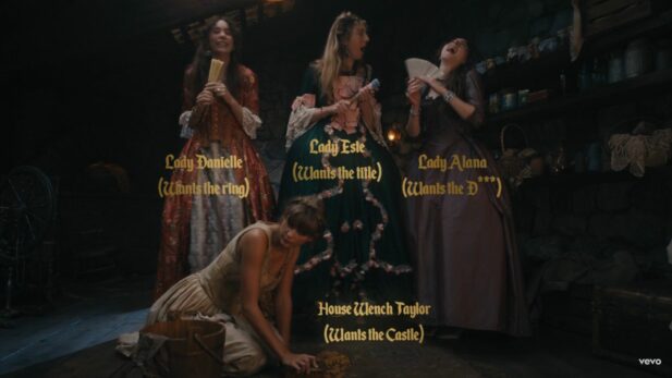 Cada meia-irmã tem um desejo explicitado no videoclipe, enquanto Taylor sofre em suas mãos (Foto: Reprodução/Youtube)