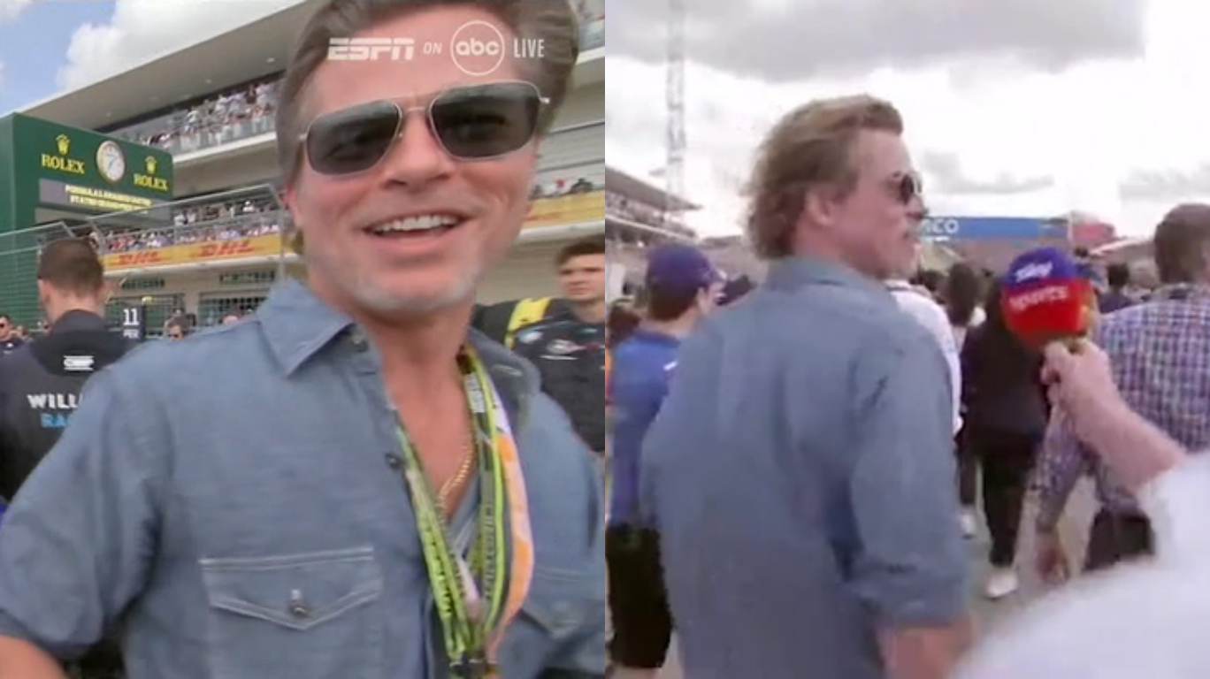 Brad Pitt é acusado de ignorar jornalista em GP da F1, e fãs do esporte criticam gesto; assista