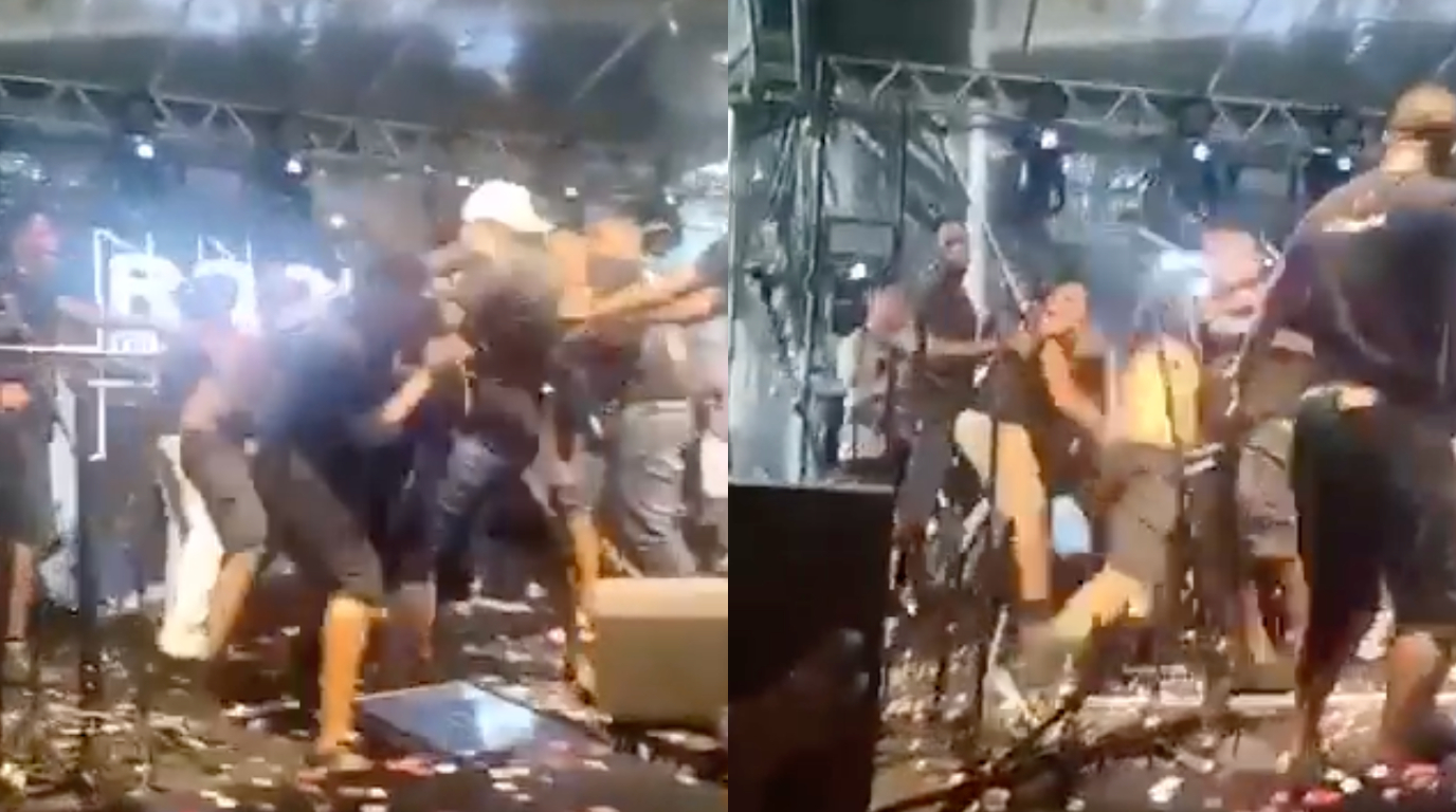 Músicos do Psirico e do Samba Trator trocam socos e fazem briga generalizada em cima do palco em Salvador; assista