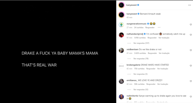 Kanye West já havia publicado indireta no Instagram (Foto: Reprodução/Instagram)