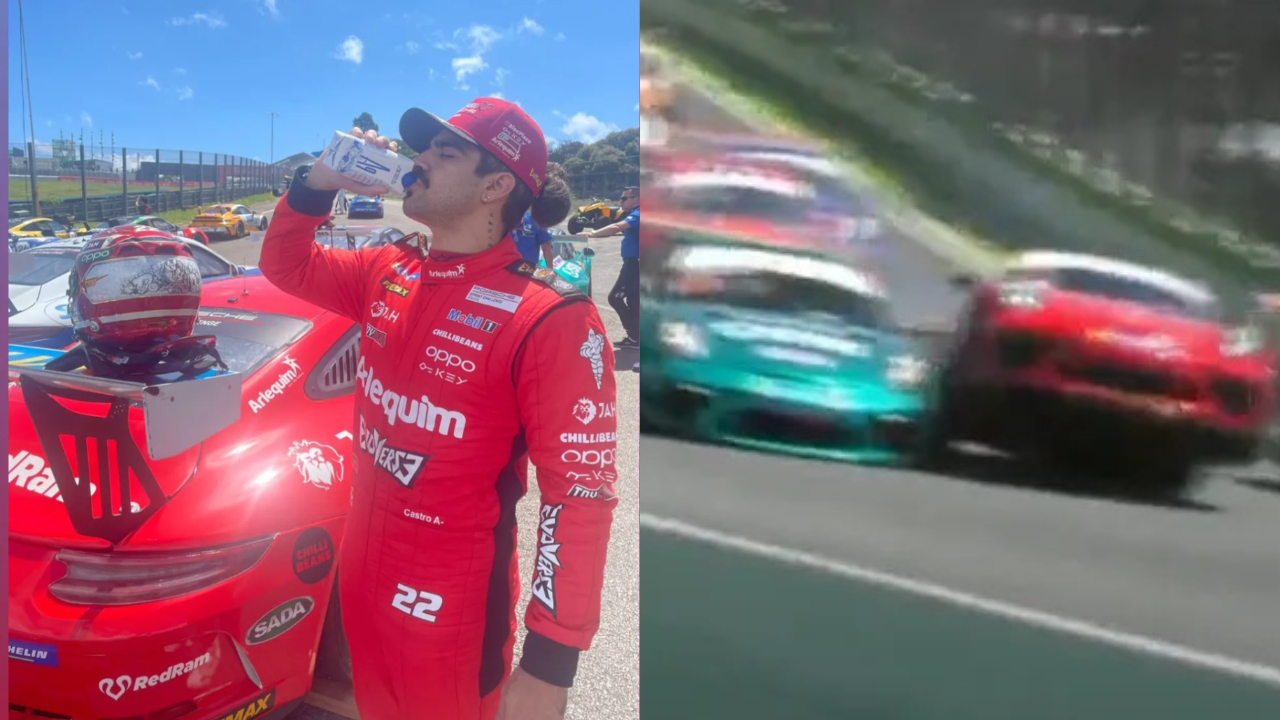 Caio Castro sofre acidente e tem carro prensado durante corrida da Porsche Cup; saiba detalhes