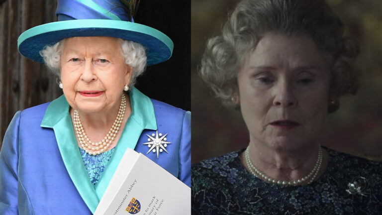 Rainha Elizabeth (foto Getty; Reprodução Netflix)