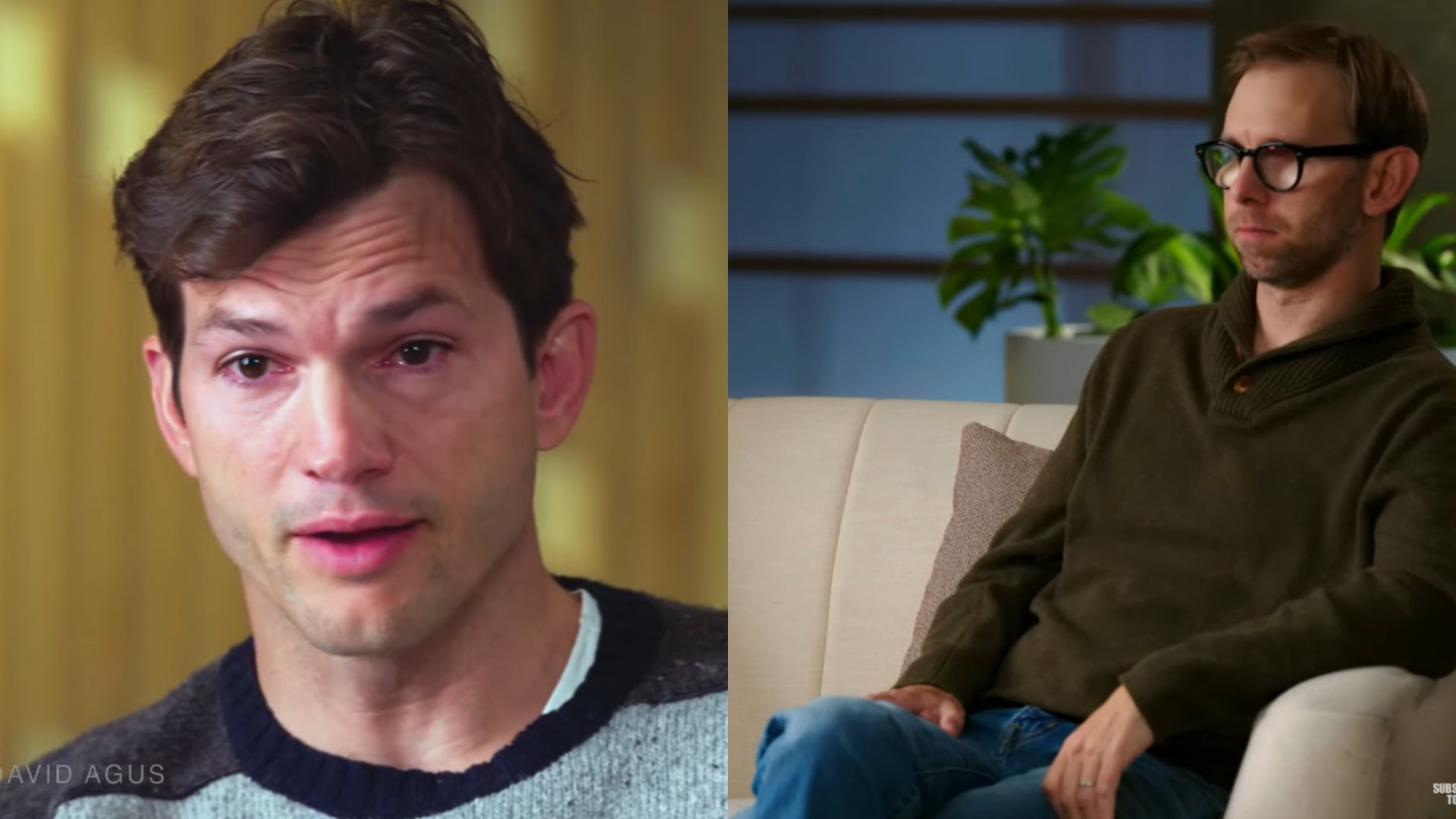 Ashton Kutcher se abre sobre diagnóstico de doença rara, e chora ao falar de quase morte de irmão gêmeo; assista