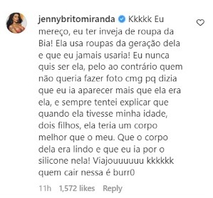 Jenny se pronunciou nas redes sociais. (Foto: Reprodução/Instagram)