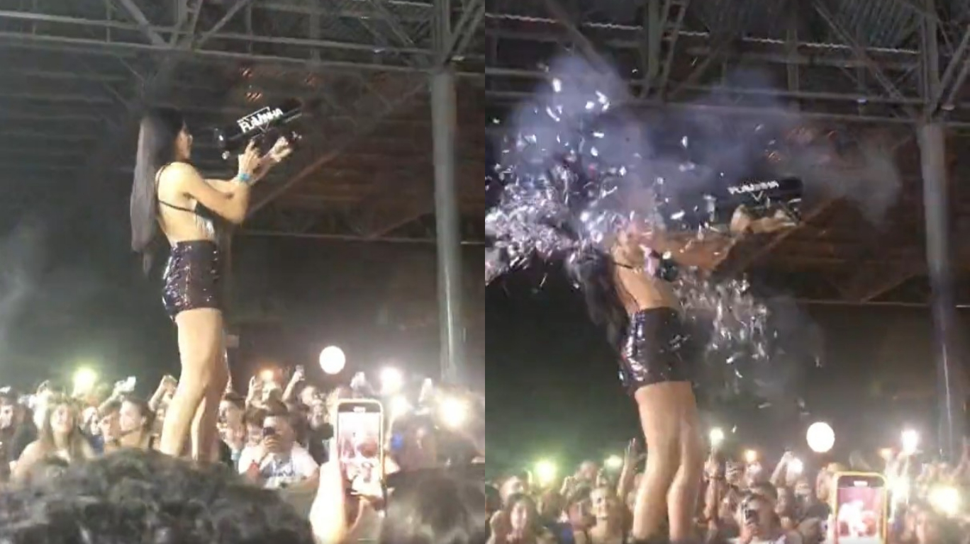 DJ dispara canhão de confete no próprio rosto em SC, vídeo viraliza, e artista mostra o que aconteceu após acidente; assista