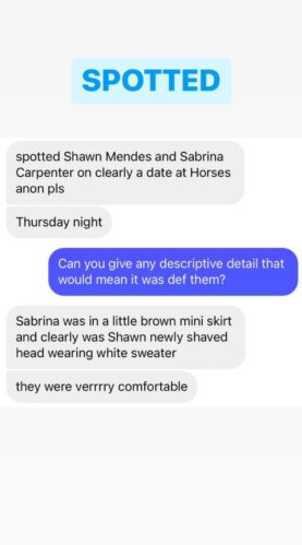 Fonte revelou ao DeuxMoi que Sabrina e Shawn estavam em um encontro (Foto: Reprodução/Twitter)