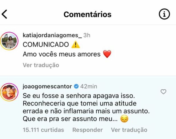 João Gomes finalmente se pronuncia sobre polêmica entre mãe e ex-namorada dele