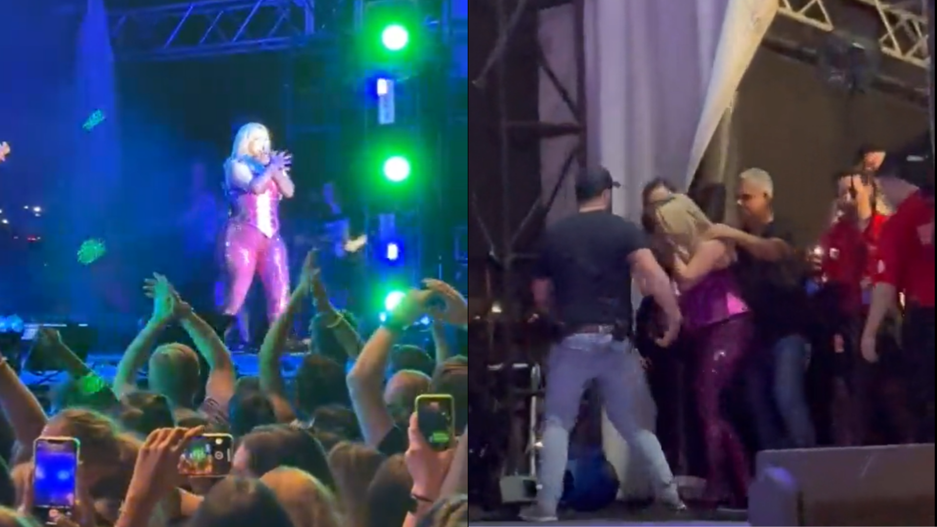 Homem joga telefone na cara de Bebe Rexha em show, e cantora precisa deixar palco às pressas; assista
