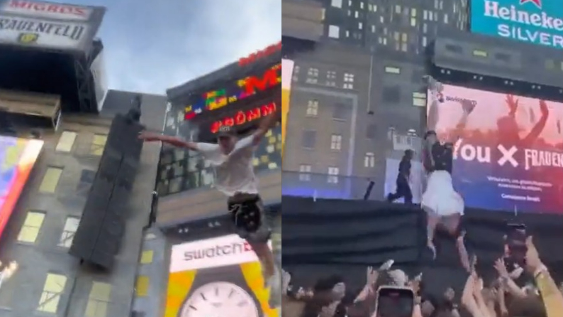 Fã de rapper salta do palco para “surfar” na plateia, cai no chão e vídeo viraliza; assista