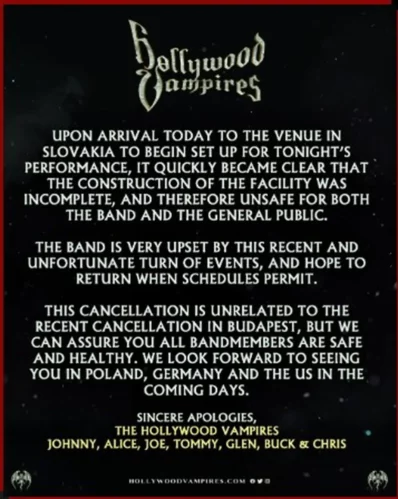 Banda se manifestou sobre os cancelamentos. (Imagem: Reprodução)