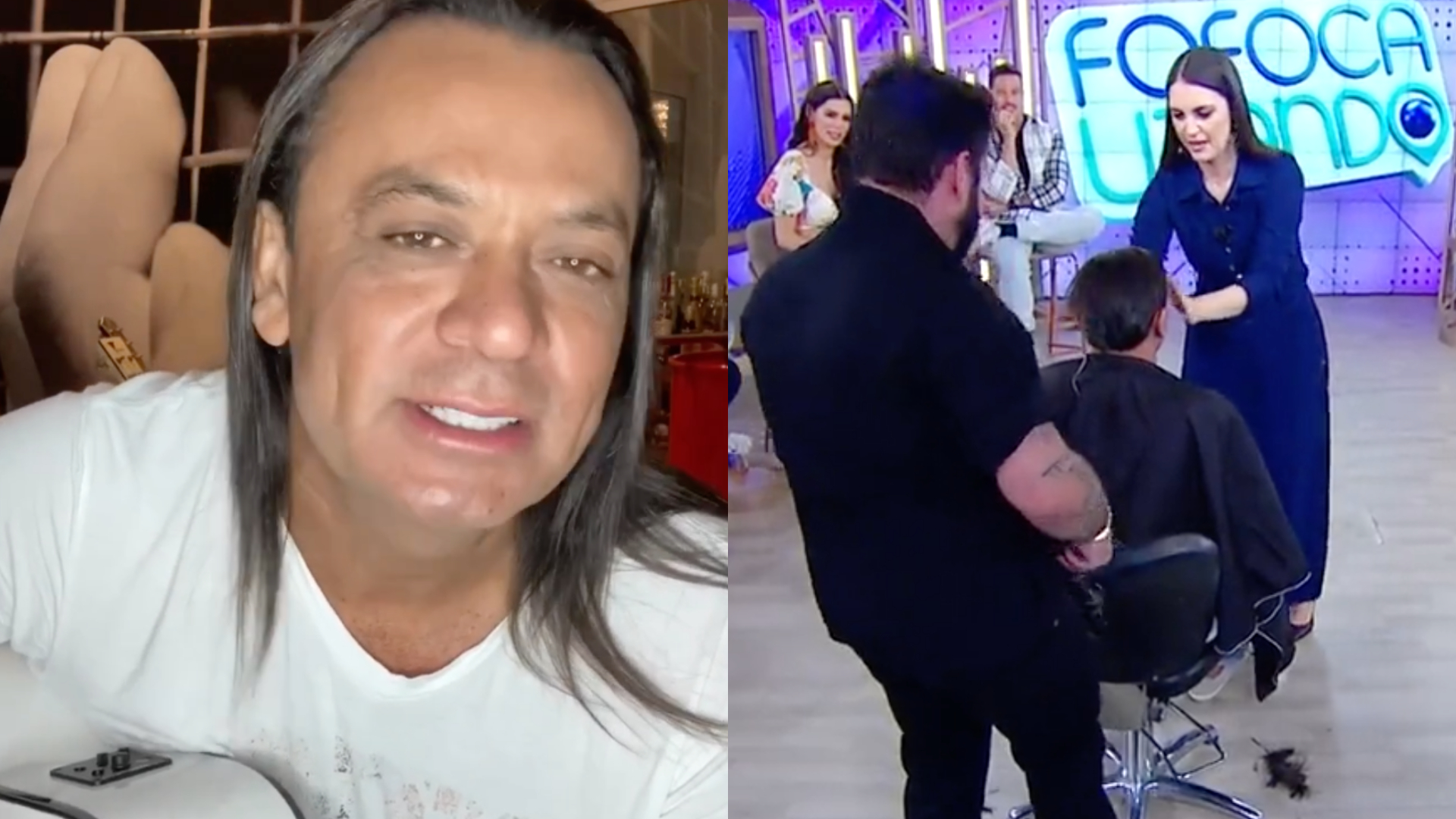 Frank Aguiar faz harmonização facial e muda corte de cabelo ao vivo após 30 anos; assista
