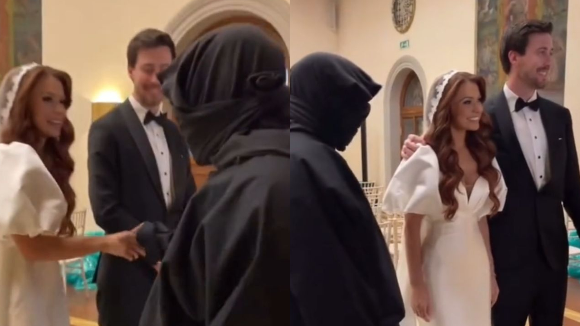 De capuz, Kanye West “invade” casamento na Itália, fala com noivos e vídeo viraliza nas redes; assista