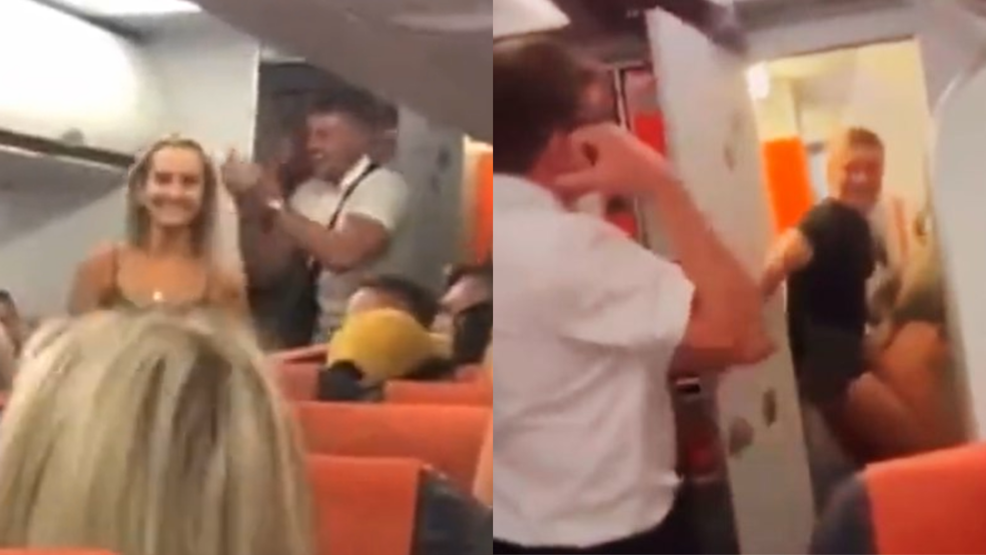 Novo vídeo mostra como casal flagrado transando em banheiro de avião foi “recepcionado” pelo resto dos passageiros; assista