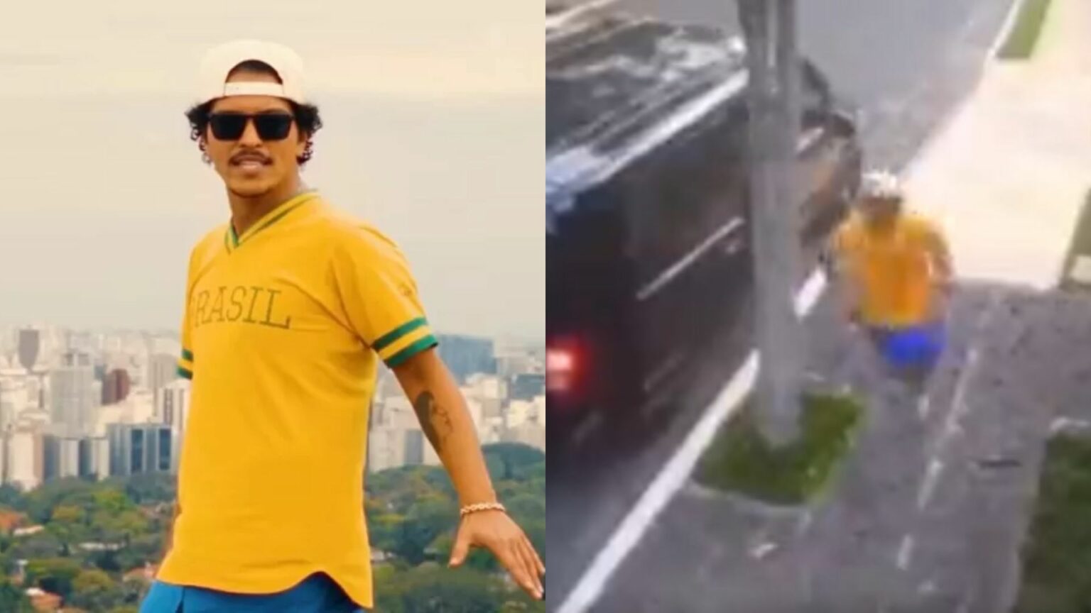 Security camera captures video of Bruno Mars in Brazil; He watches!