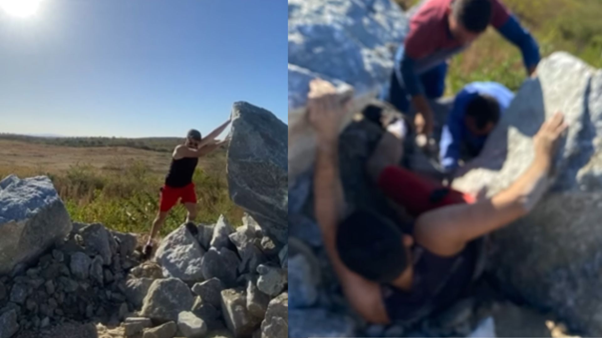 Vídeo: Rocha de três toneladas cai sobre homem que tirava selfie no Ceará; estado de saúde é revelado