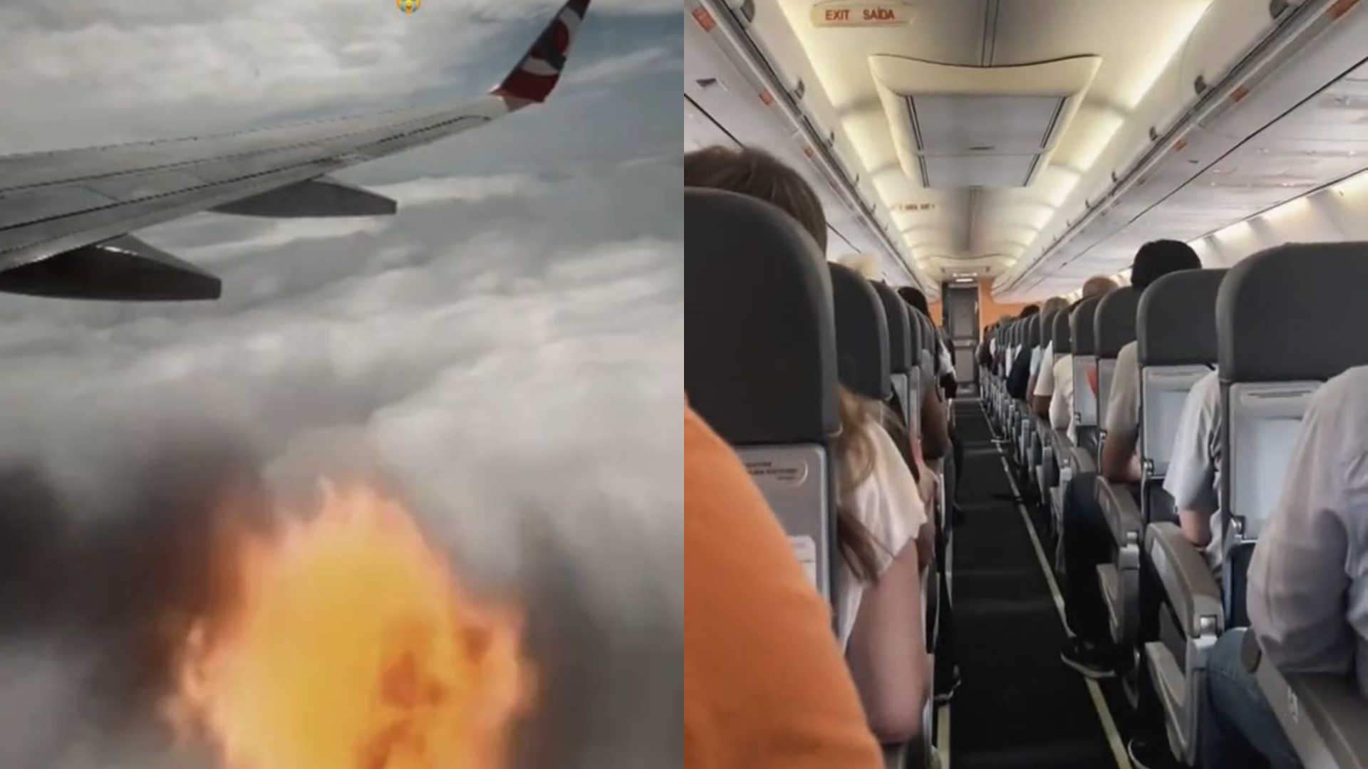 Vídeo mostra desespero de passageiros ao notarem fogo em turbina de avião minutos após decolagem, no RJ