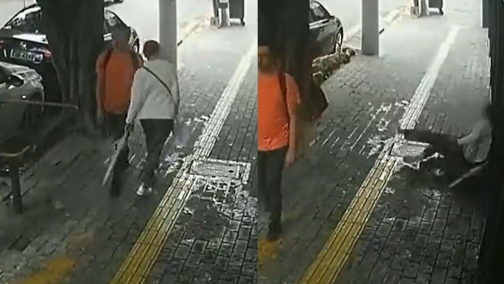 Vídeo: Homem empurra idosa de 86 anos em calçada, que bate cabeça e fratura fêmur