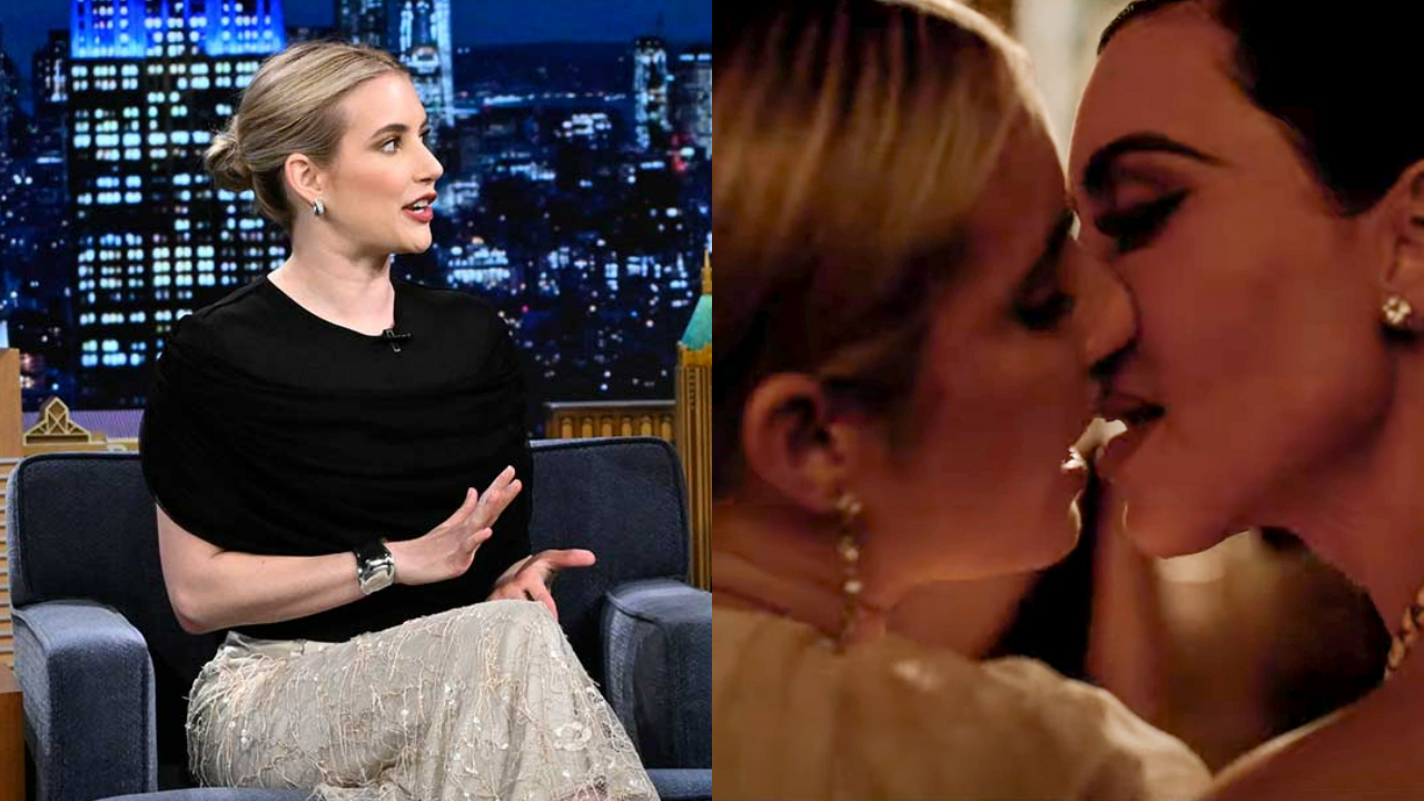 Emma Roberts vive perrengue ao dar beijão em Kim Kardashian em série: “Tive que fazer uma grande limpeza”; assista