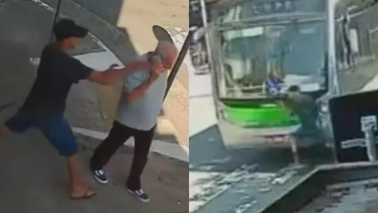 Vídeo: Adolescente furta celular de idoso e tenta fugir, mas é atingido por ônibus dois segundos depois, em SP