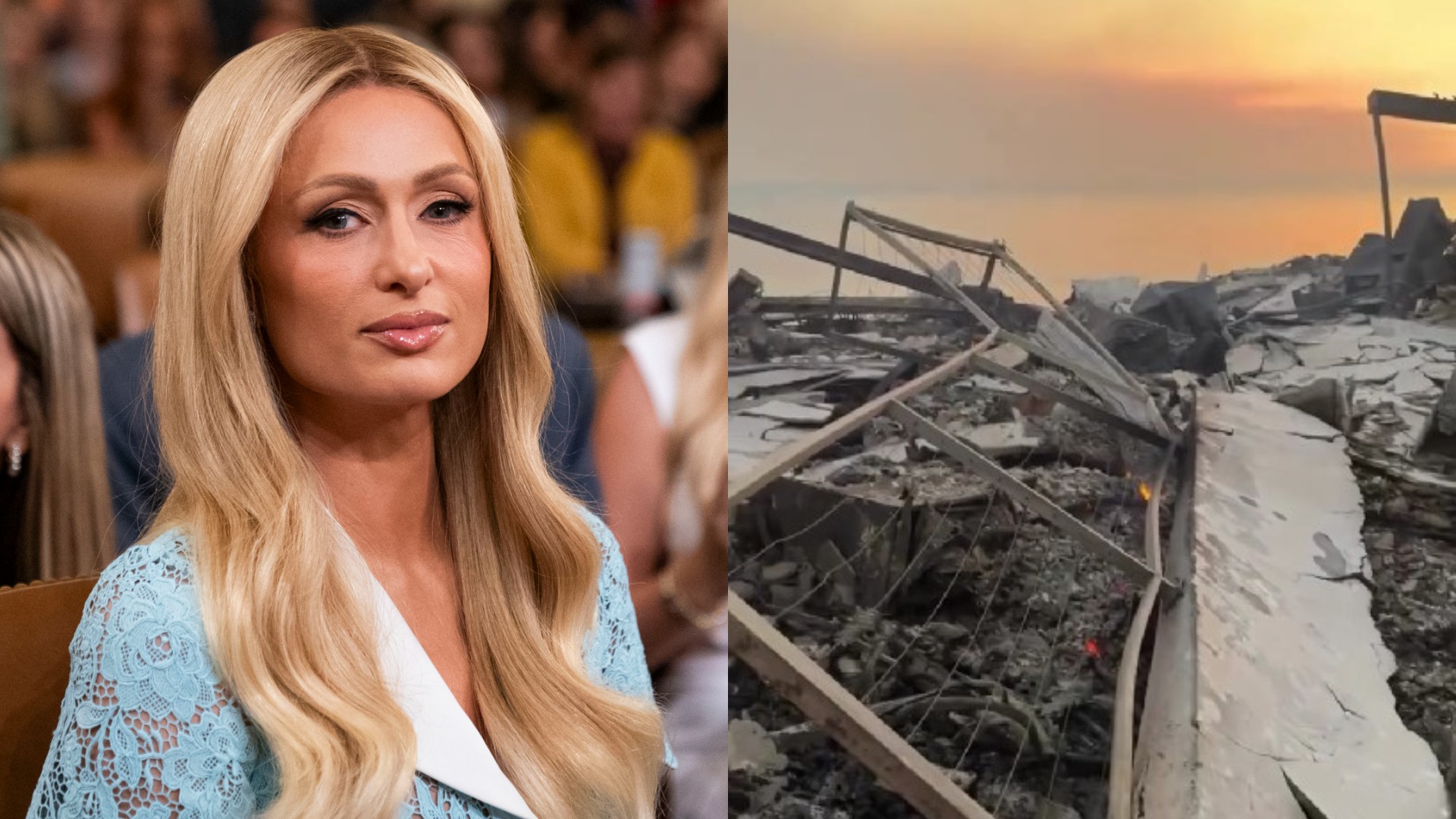 Paris Hilton vai até a mansão em Los Angeles e choca ao mostrar o que restou da casa após incêndios; assista