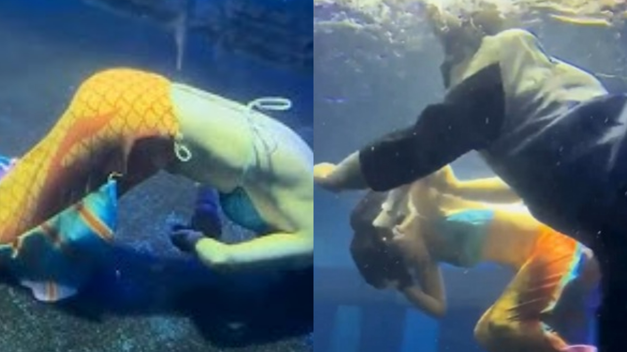 Vídeo: ‘Sereia’ desmaia embaixo d’água durante apresentação em parque aquático na China e vai parar na UTI Vídeo: ‘Sereia’ desmaia embaixo d’água durante apresentação em parque aquático na China e vai parar na UTI