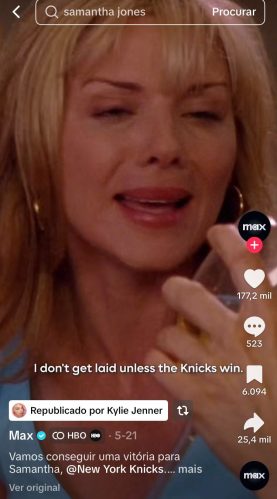 Jenner republicou o vídeo em seu perfil do TikTok. (Foto: Reprodução/TikTok)