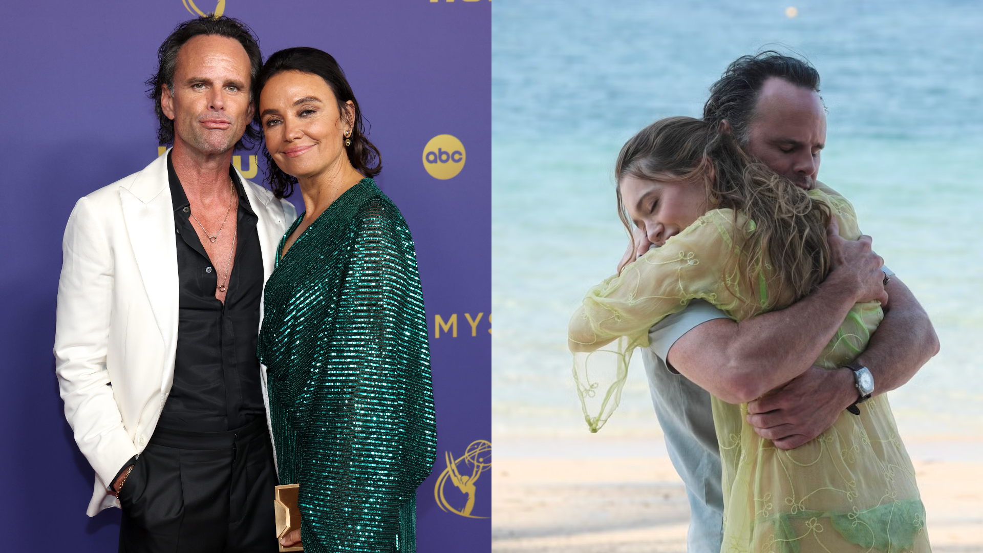 Esposa de Walton Goggins fala pela 1ª vez sobre boato de affair do ator com a colega de ‘The White Lotus’, Aimee Lou Wood