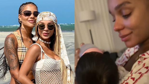 Brunna Gonçalves rebate críticas por dar mamadeira para a filha recém-nascida; assista