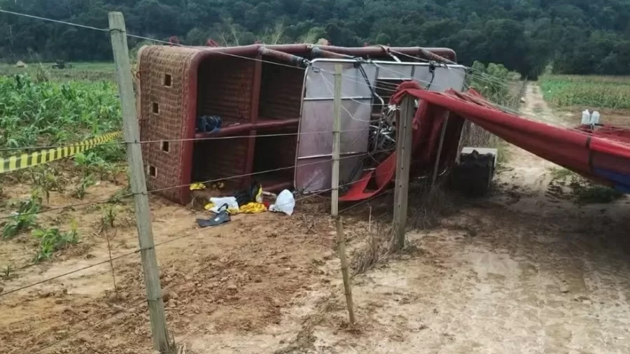 Balão cai no interior de SP, e mulher grávida de 8 meses morre; piloto é preso em flagrante