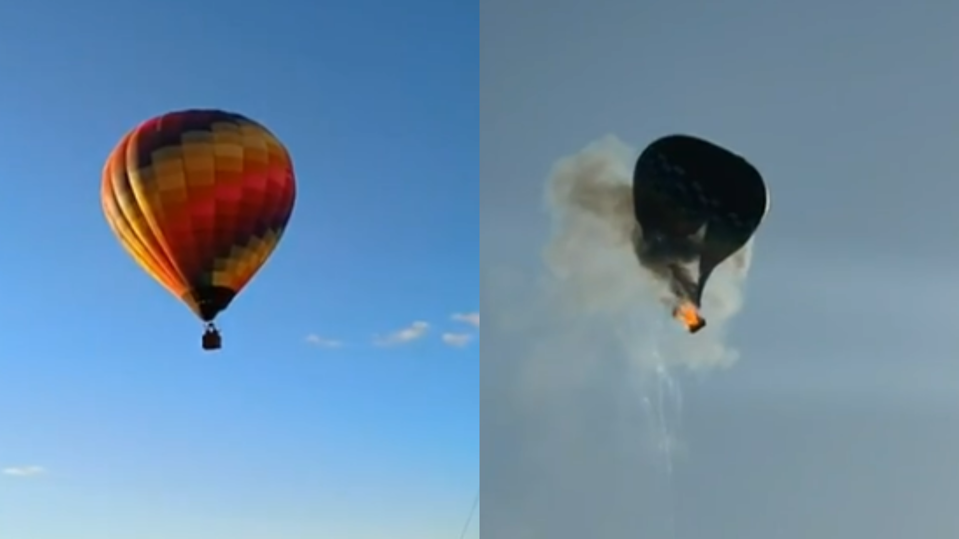 Vídeo feito por passageiros mostra início do fogo dentro do balão antes de cair em SC