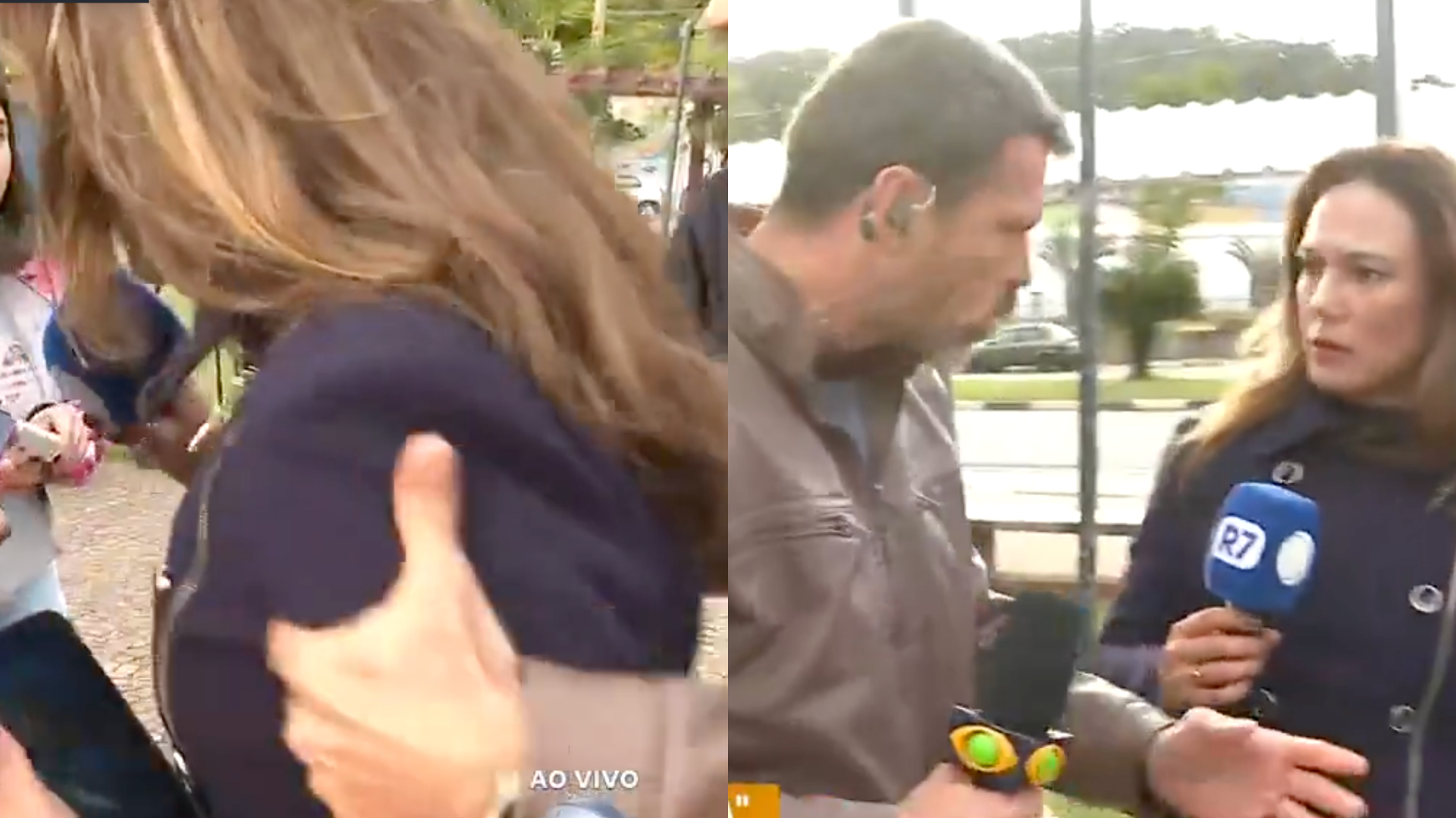 Vídeo: Repórter da Band empurra jornalista da Record e discute ao vivo: “Tá louca?!”; boletim de ocorrência é feito