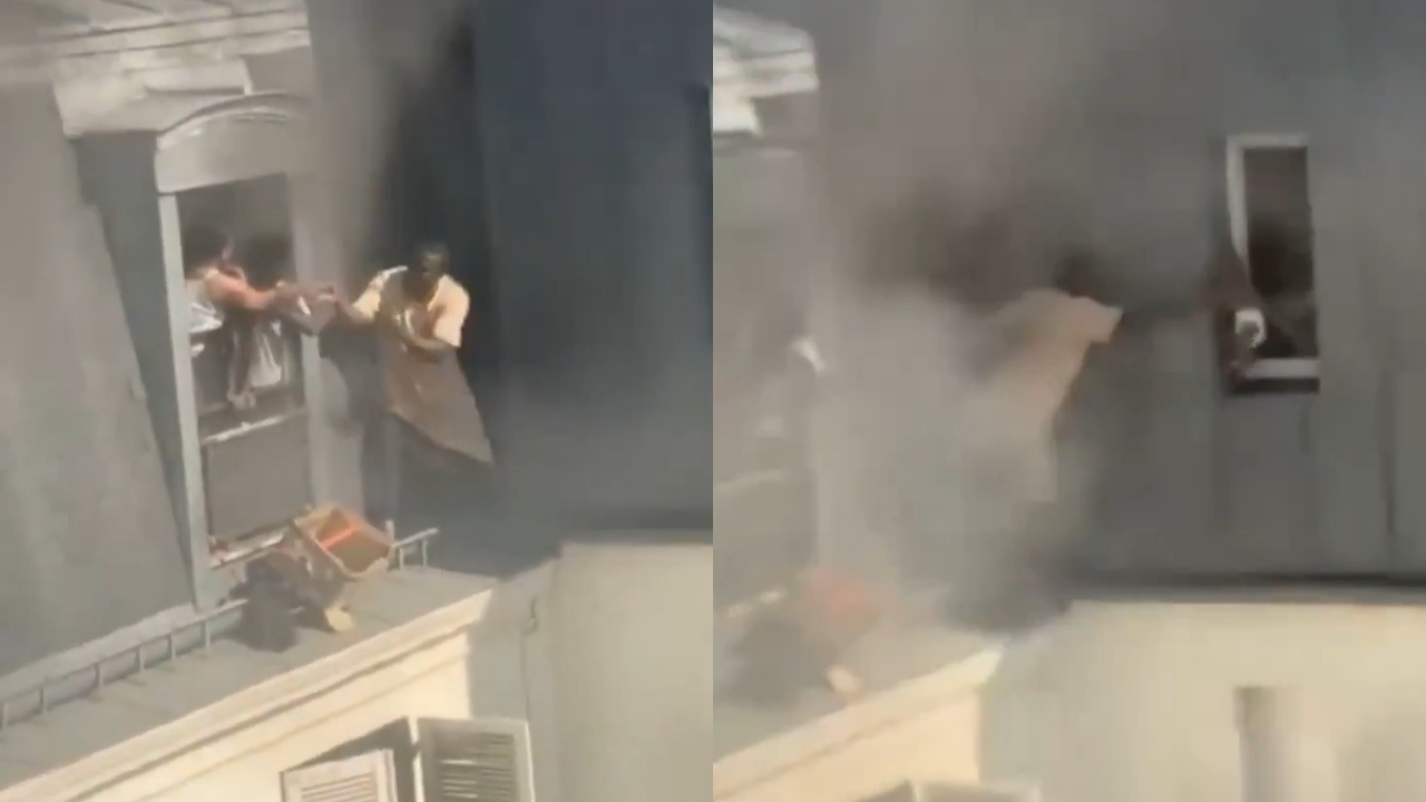 Vídeo: Vizinho resgata crianças pela janela de prédio em chamas em Paris