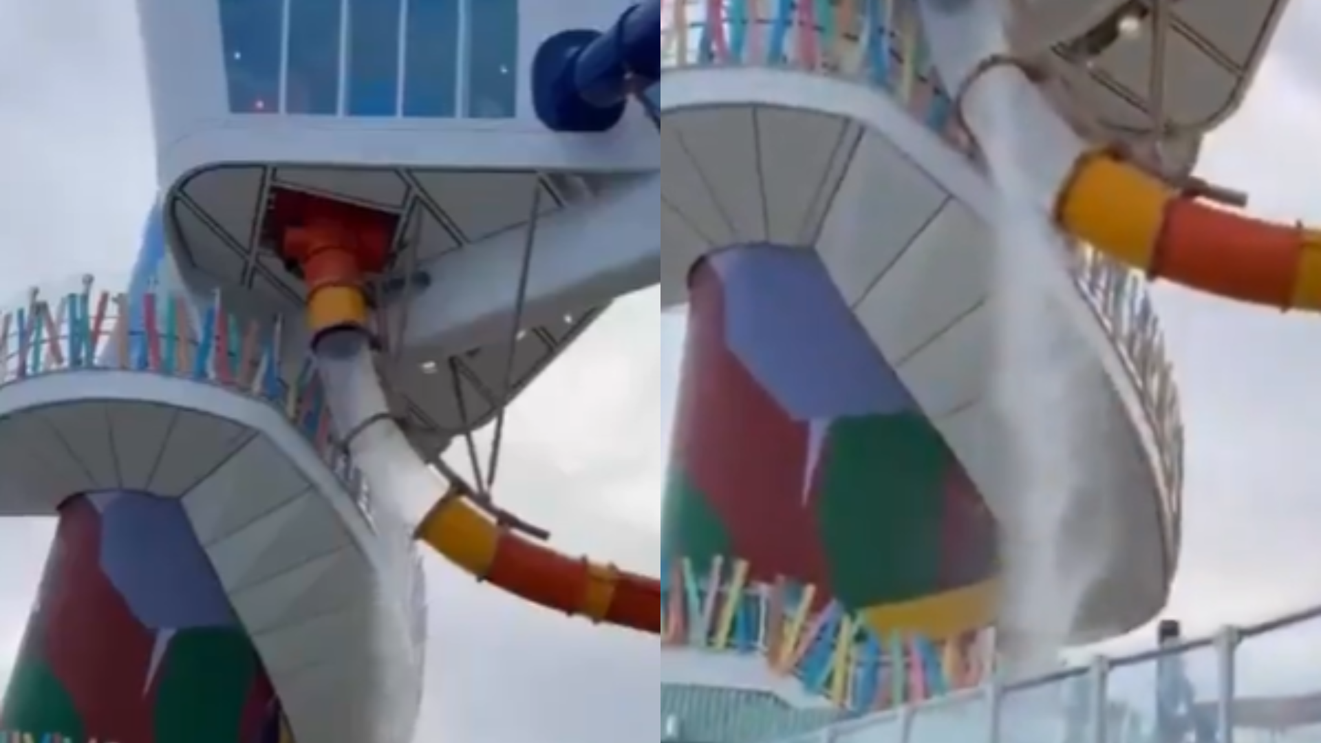 Vídeo: Acrílico de toboágua estilhaça em cruzeiro de luxo dos EUA e deixa turista ferido