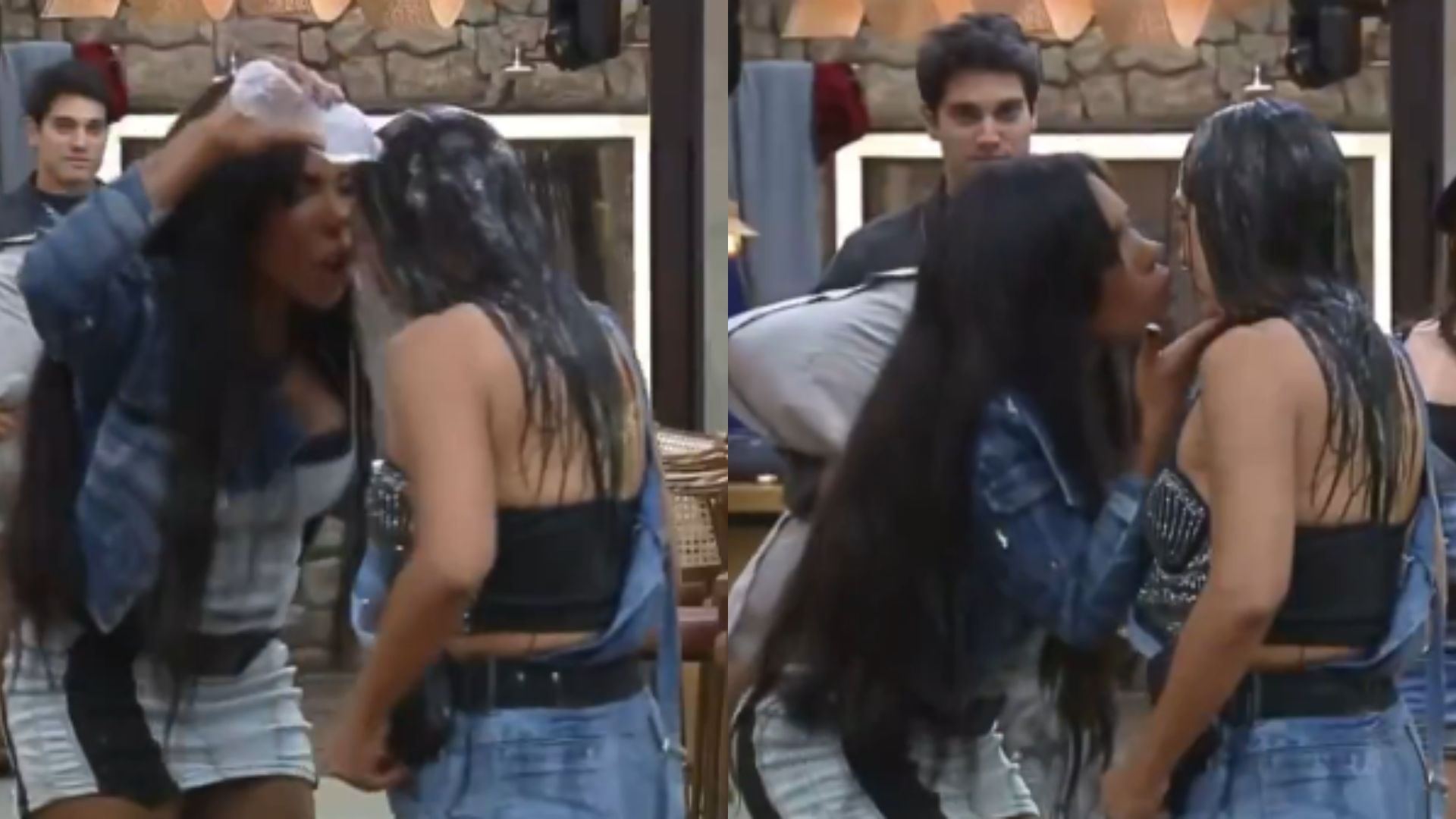 A Fazenda 17: Carol dá selinho em Yoná durante briga, e público pede a expulsão da peoa; assista A Fazenda 17: Carol dá selinho em Yoná durante briga, e público pede a expulsão da peoa; assista (Reprodução/Record)