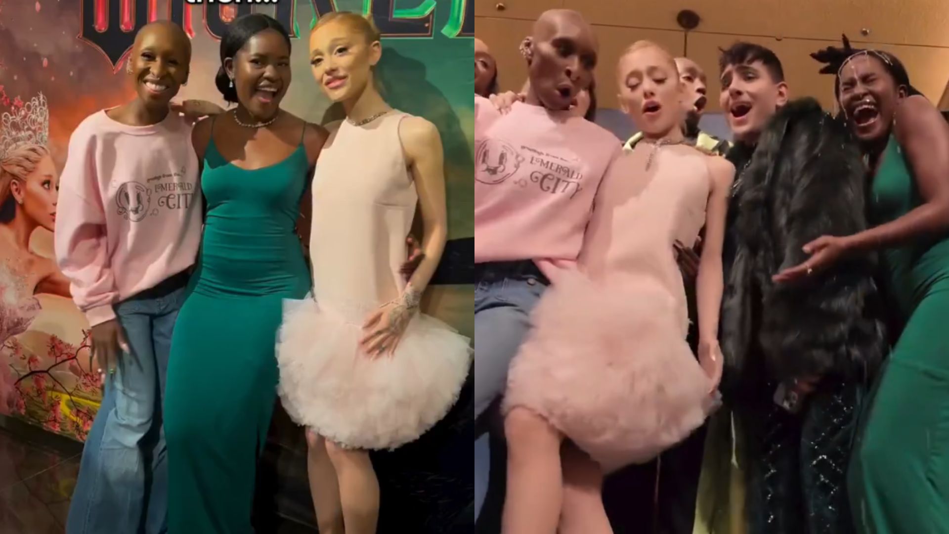 Ariana Grande e Cynthia Erivo têm a melhor reação após fã viver o “momento mais constrangedor da vida” em première de “Wicked”; assista Ariana Grande e Cynthia Erivo ajudam fã de "Wicked" após momento constrangedor em première; assista (Foto: Reprodução/ Instagram)