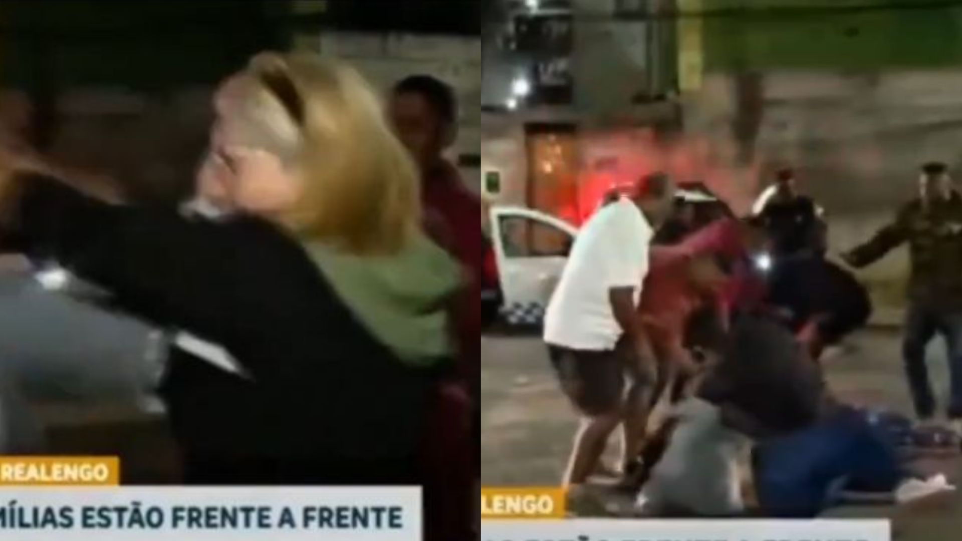 Vídeo: Mulheres trocam tapas ao vivo durante reportagem da Record sobre triângulo amoroso Fotos: Reprodução/Record