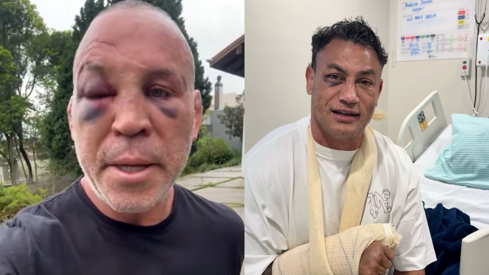 Wanderlei Silva revela sequelas e medida após ser agredido pelo filho de Popó; assista Popó e Wanderlei / reprodução/Instagram