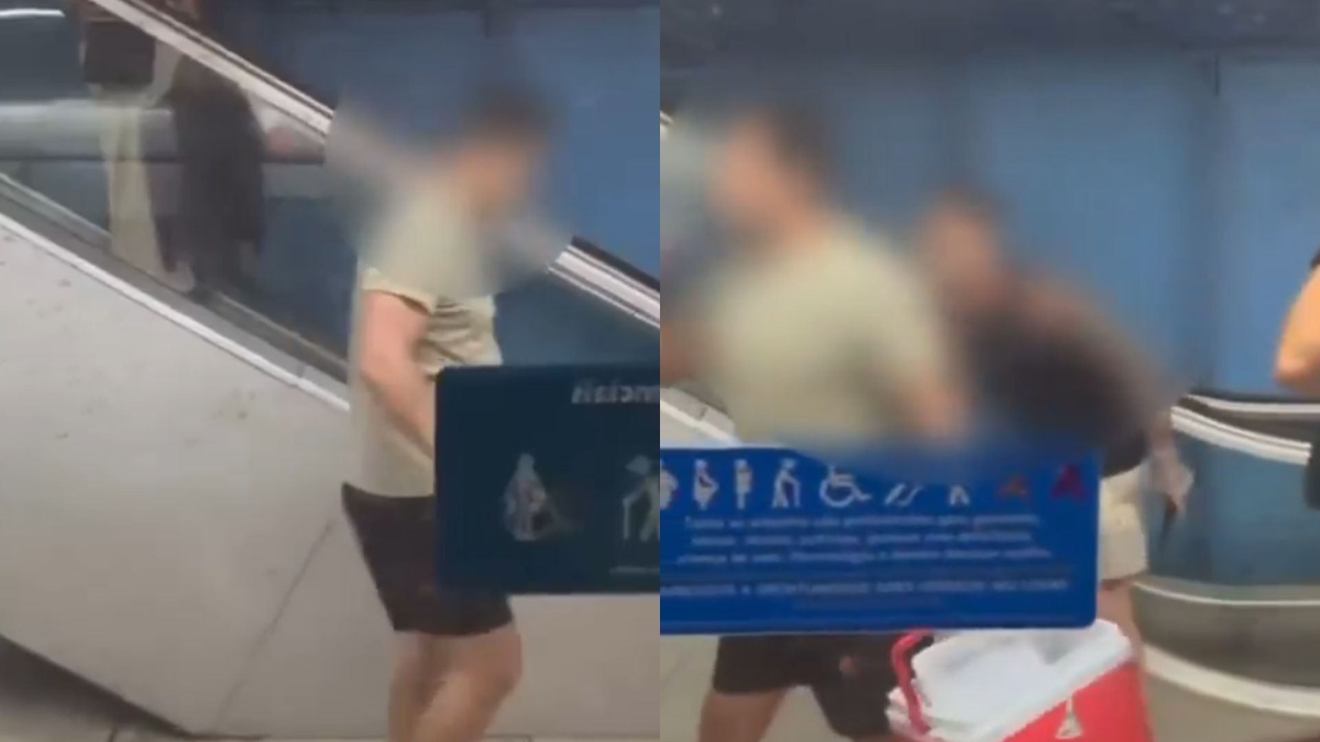Vídeo: Homens xingam e fazem gestos obscenos para mulheres ao serem expulsos de vagão feminino do metrô no RJ Vídeo: Homens fazem gestos obscenos para mulheres após serem expulsos de vagão feminino do metrô no RJ (Foto: Reprodução/ X)
